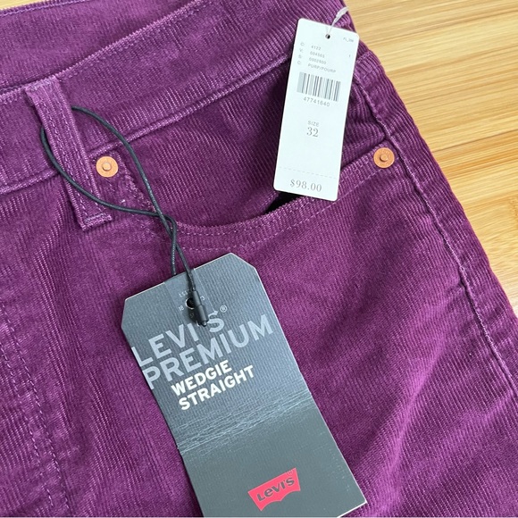 Levi’s Premium Wedgie Straight Corduroy Crop Jeans Potent Purple Anthropologie - Picture 3 of 16